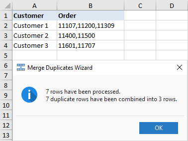 Data from duplicate rows are merged into one row