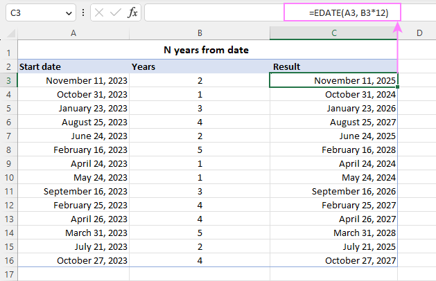 The EDATE formula to get a date N month from today