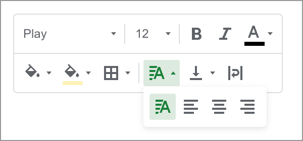 Set the default horizontal alignment.