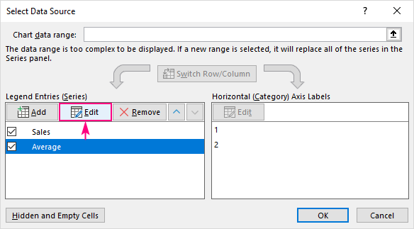 Select the Average series and click the Edit button.