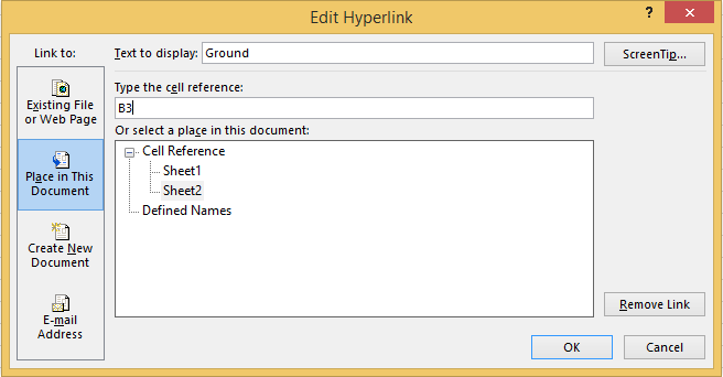 Make changes in the appropriate fields of the Edit Hyperlink dialog.