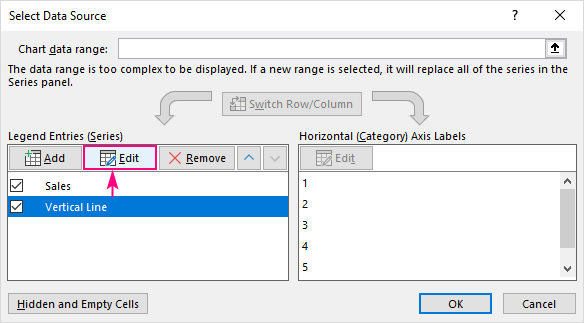 Select the Vertical Line series and click Edit.