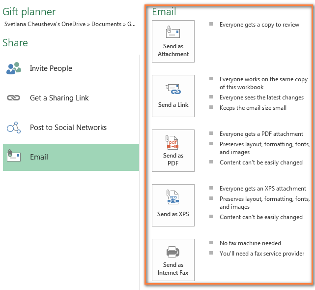 Sending a shared workbook by attachment