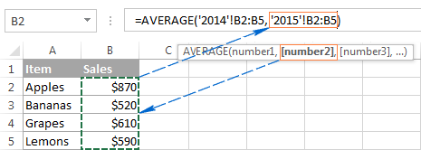 Entering the function arguments in the formula