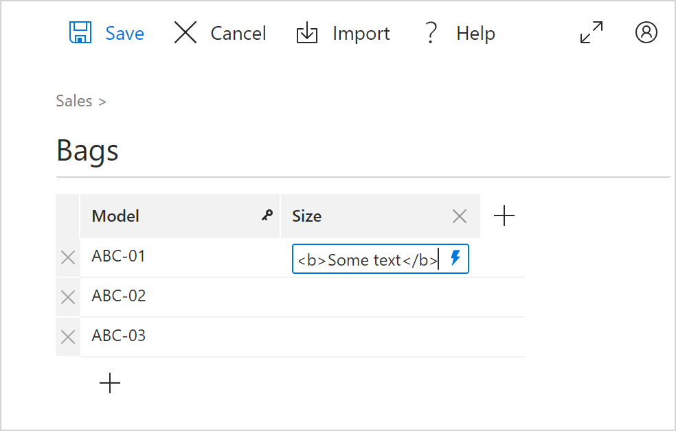 HTML code in a cell