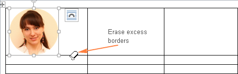 Erase the unnecessary row borders in the column where you've added the image.