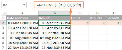 Adding and subtracting times to a date and time