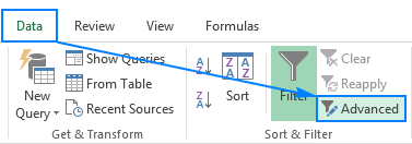 Apply Excel Advanced Filter.