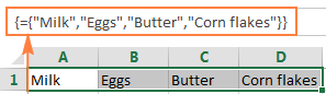 Creating an array in Excel