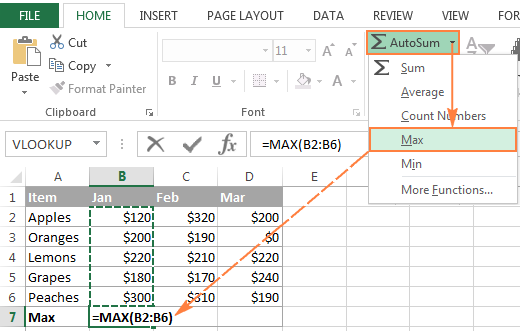 Using Excel AutoSum to automatically insert formulas other than SUM