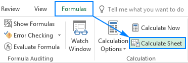 Recalculate only the active worksheet.