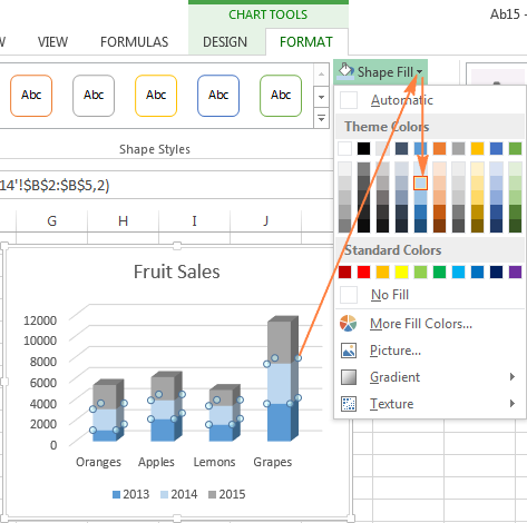 Changing the color of the selected data series