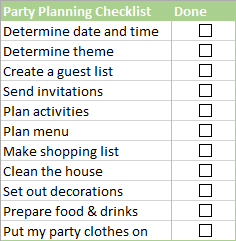 The check boxes are added to all the items in the checklist.