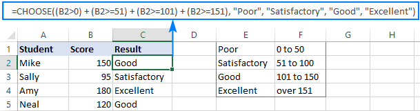 A CHOOSE formula as an alternative to nested IFs