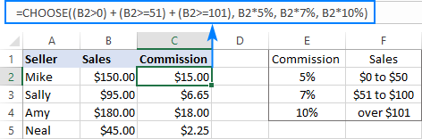 CHOOSE formula to perform different calculations based on condition