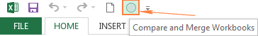 Click the Compare and Merge Workbooks command on the Quick Access toolbar