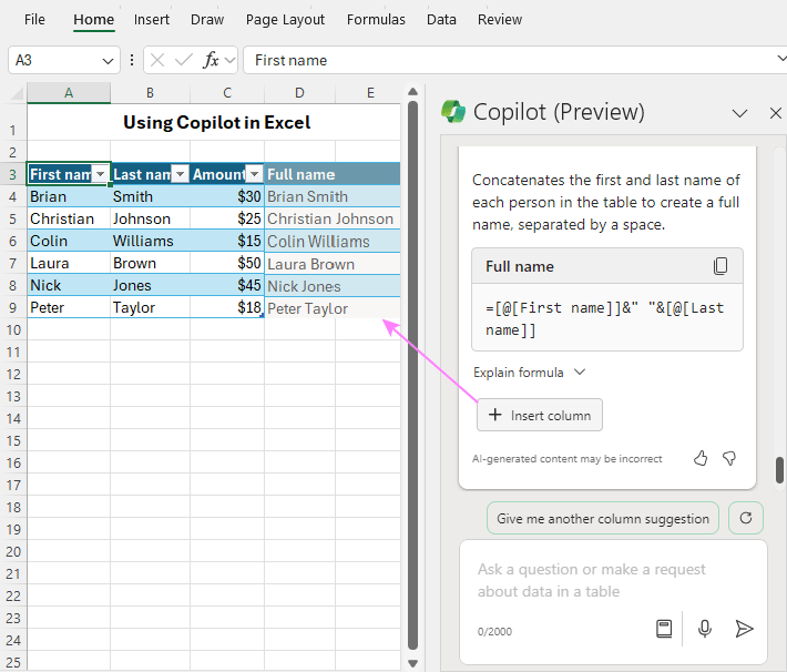 Review and apply Copilot's results.