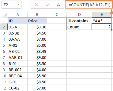 Another COUNTIF formula with wildcard