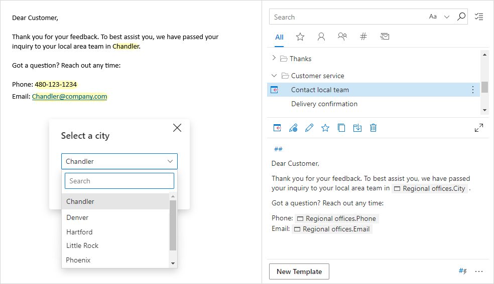 An email template is dynamically populated with recipient-specific data from an Excel file.