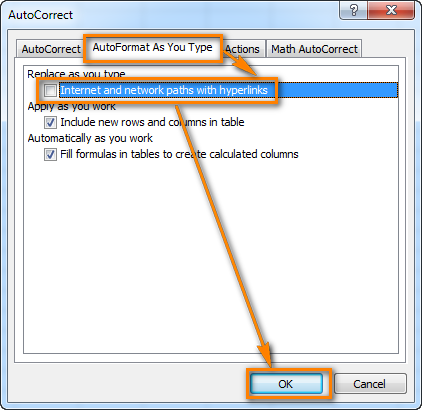  Uncheck the Internet and network paths with hyperlinks checkbox