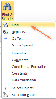 Go to the Home tab, Editing group, and click Find Select > Find…