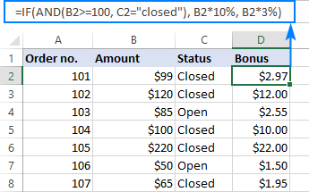 IF AND formula to perform different calculations depending on whether the conditions are TRUE or FALSE