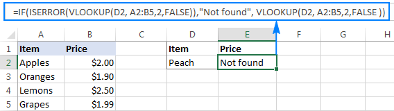 IF ISERROR VLOOKUP formula in Excel