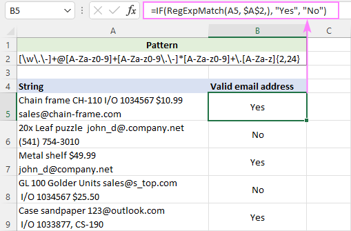 Excel IF Match regex