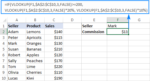 Excel If Vlookup formula to perform different calculations