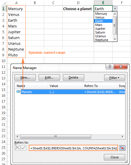 INDEX formula to create a dynamic named range