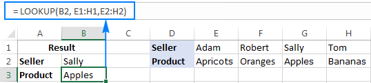 LOOKUP formula to search in one-row range