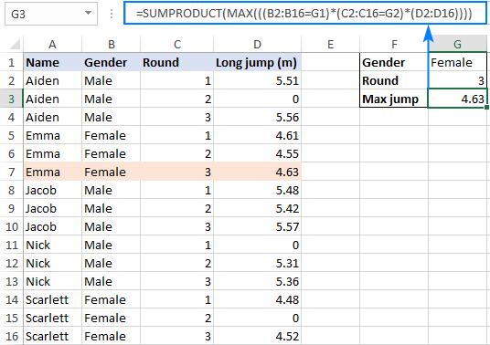 A non-array MAX IF formula in Excel