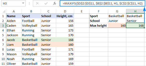 Excel MAXIFS formula with multiple criteria