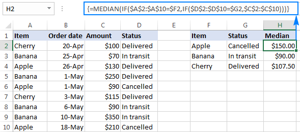 Median IFS formula based on multiple criteria