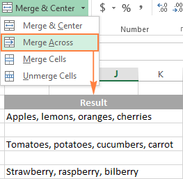 Merge Across - combine the selected cells in each row individually