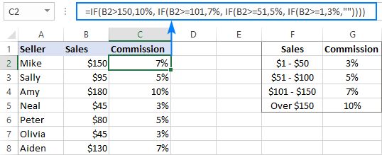 Excel nested IF statement