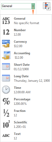 A quick way to apply the default Excel formats