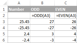 Excel ODD and EVEN functions