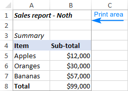 Excel print area