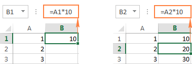 A relative cell reference in Excel