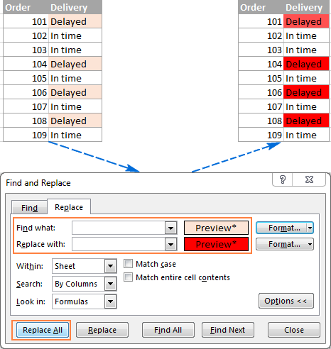 Replacing cell formatting on the entire sheet.