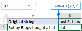 Using the RIGHT function in Excel