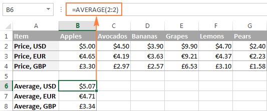 Using an entire-row reference in Excel