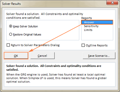 Excel Solver Reports