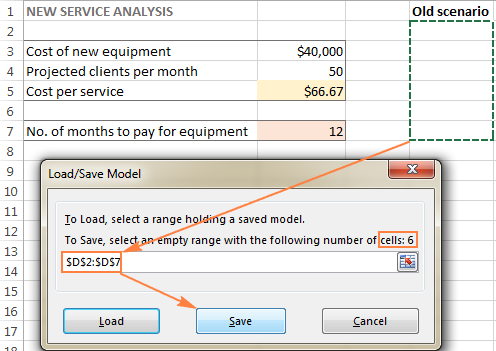 Select the specified number of empty cells and click the Save button.