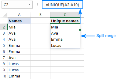 Spill range in Excel