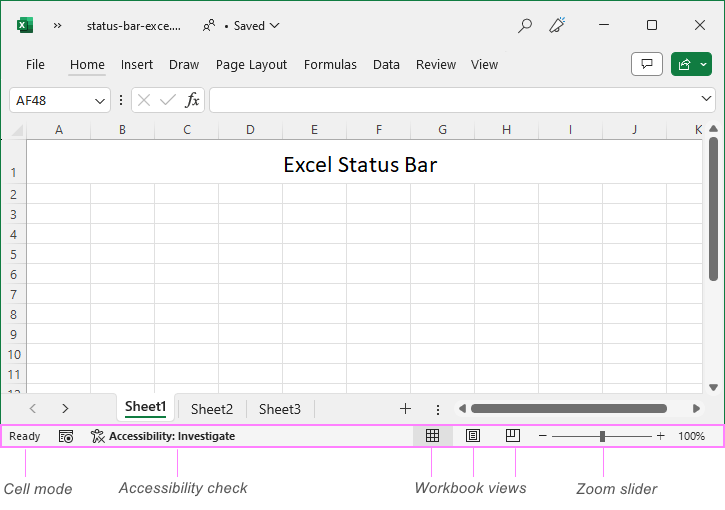 Status Bar in Excel