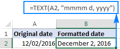 Using the Excel TEXT function to show a date in a custom format