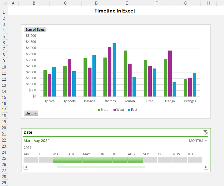 Timeline for Excel pivot tables and charts