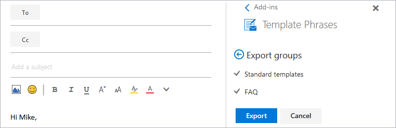 Choose groups to export.